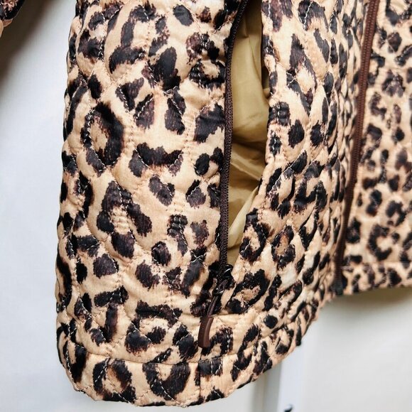 Lands’ End Animal Print Puffer Coat Size Medium Cozy - Picture 4 of 6